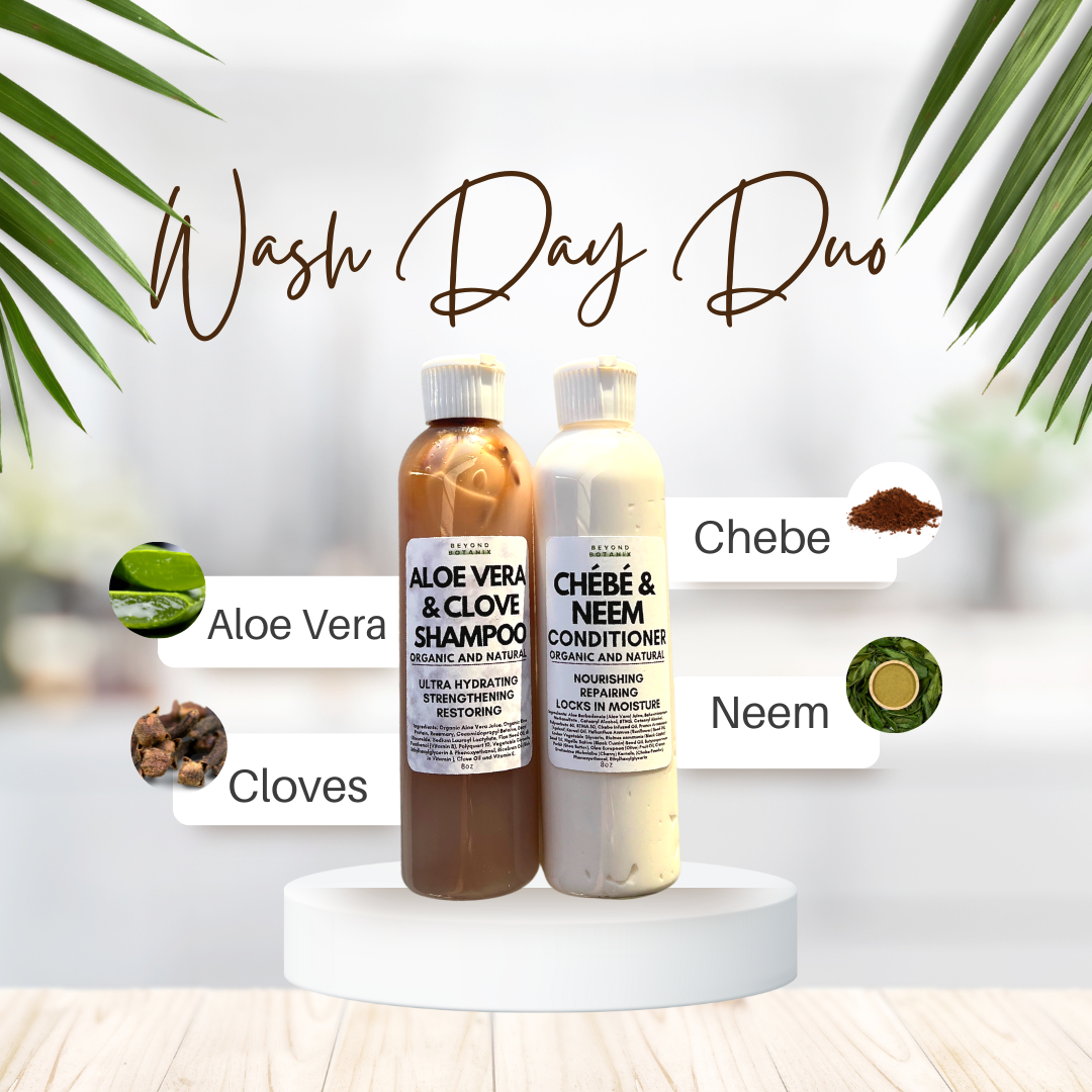 Wash Day Duo: Aloe Vera and Clove Shampoo|Chebe and Neem Conditioner